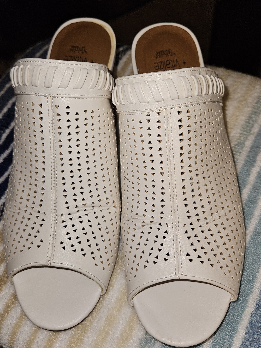 Sonoma White Perforated Peep-Toe Mule